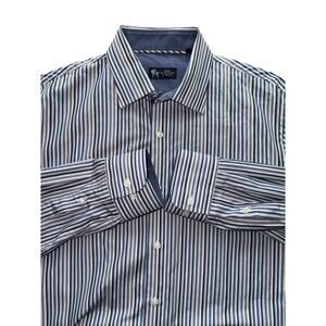 Hart Schaffner & Marx Men’s Large Button Down Dress Shirt Stripped Casual Cotton